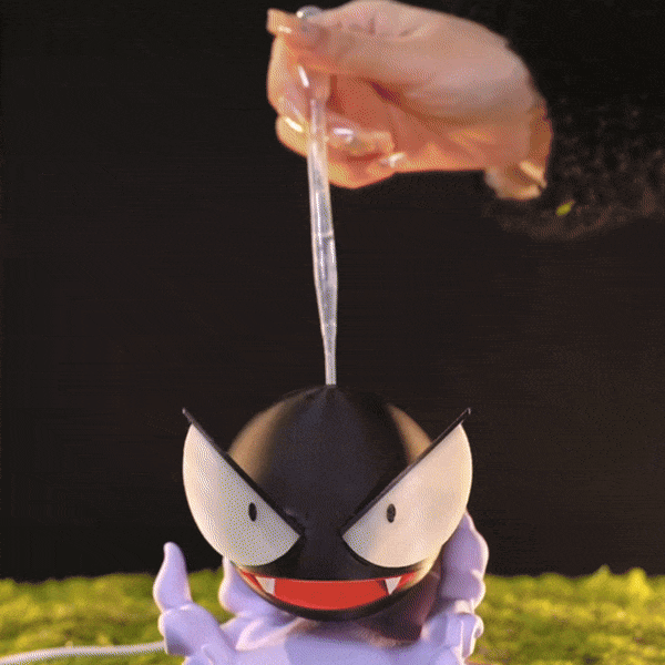 Gastly Humidifier 3.0 Evo Gif 2 - 3D printed luminous Pokémon humidifier with advanced mist emission, UV disinfection, and blue purple ambient night light glow.
