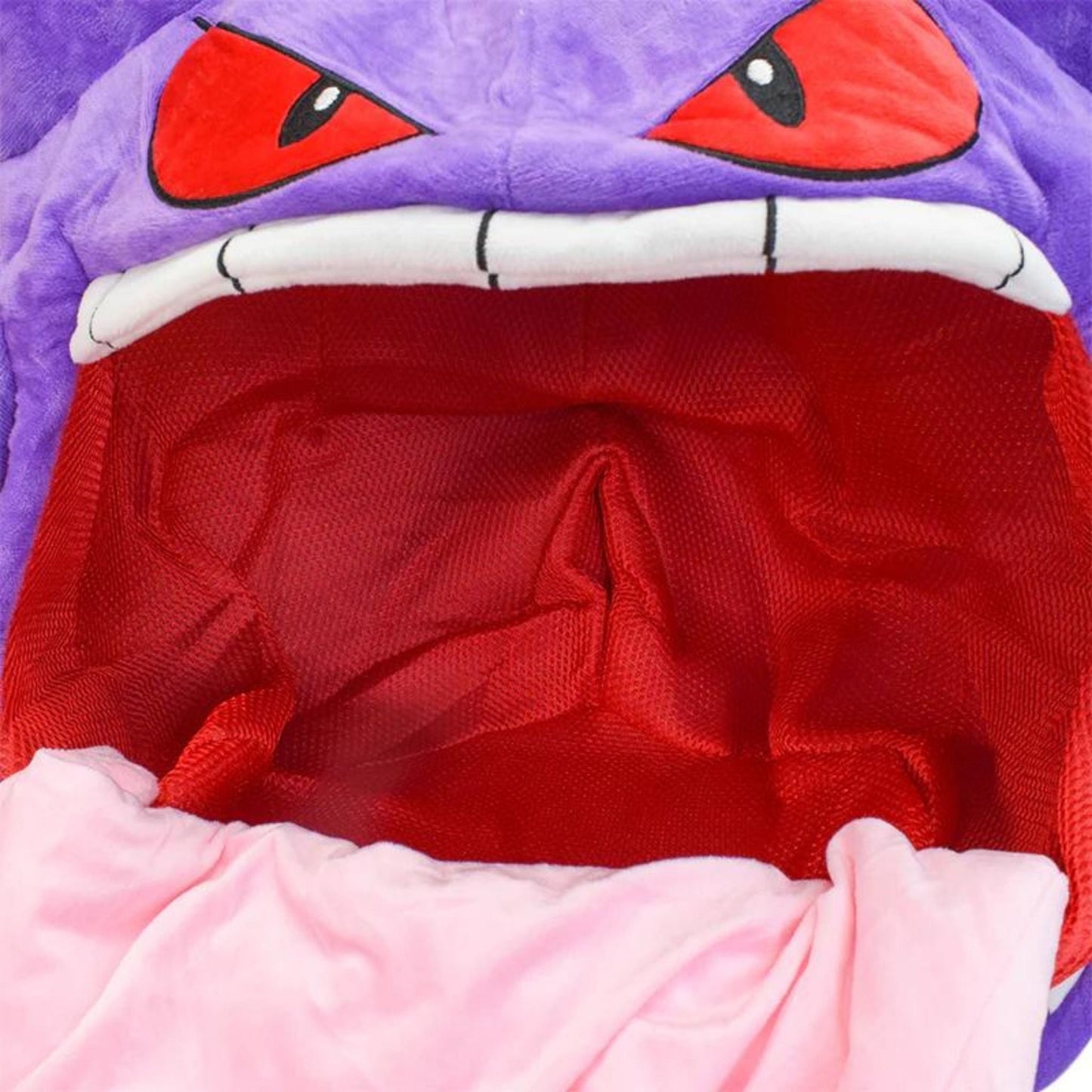Mouth Head Interior - Gengar Tongue Pillow Blanket Sleeping Pod For Afternoon Naps. Portable design for travel, work and on the go napping. Perfect gift for Pokémon fans.