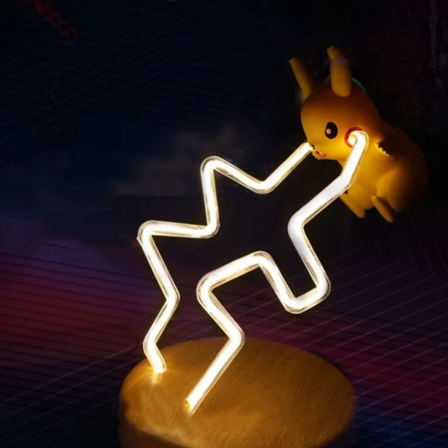 Dark - Pikachu Pokemon wireless charger with thunderbolt lightning LED lights | Perfect as a night light lamp decor gift for Pokémon fans.