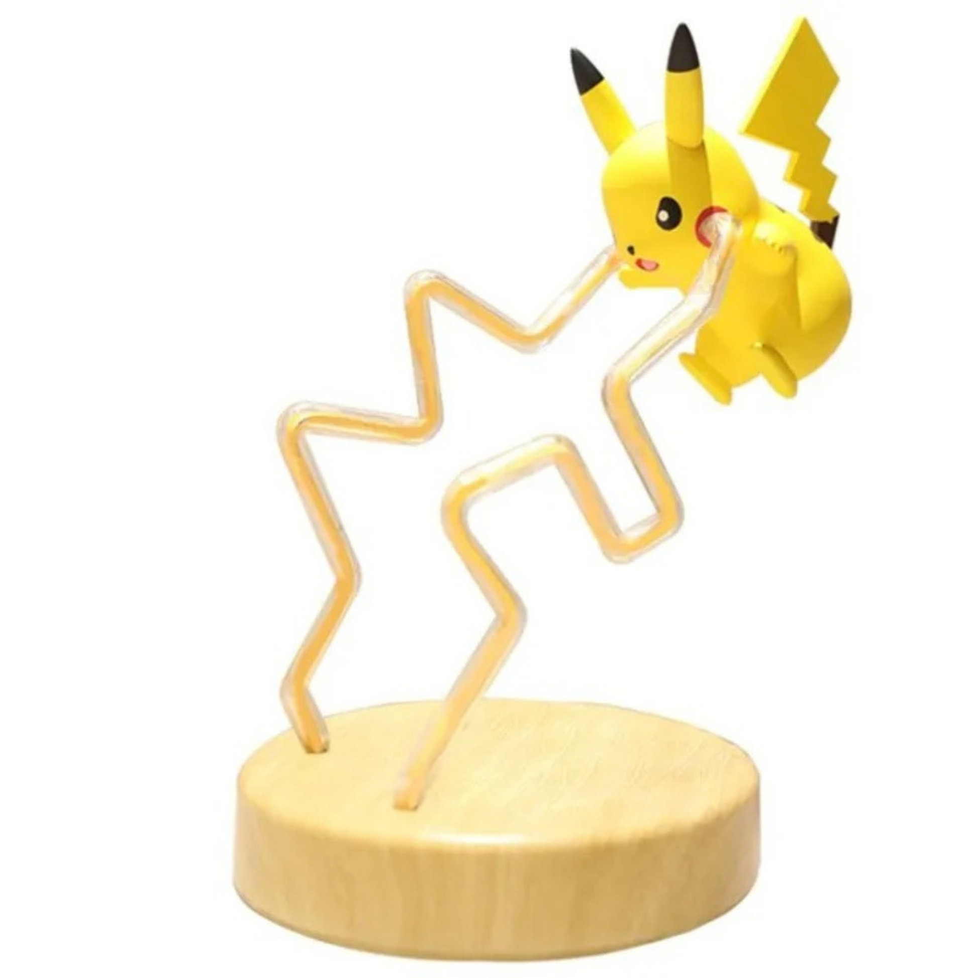 White background- Pikachu Pokemon wireless charger with thunderbolt lightning LED lights | Perfect as a night light lamp decor gift for Pokémon fans.