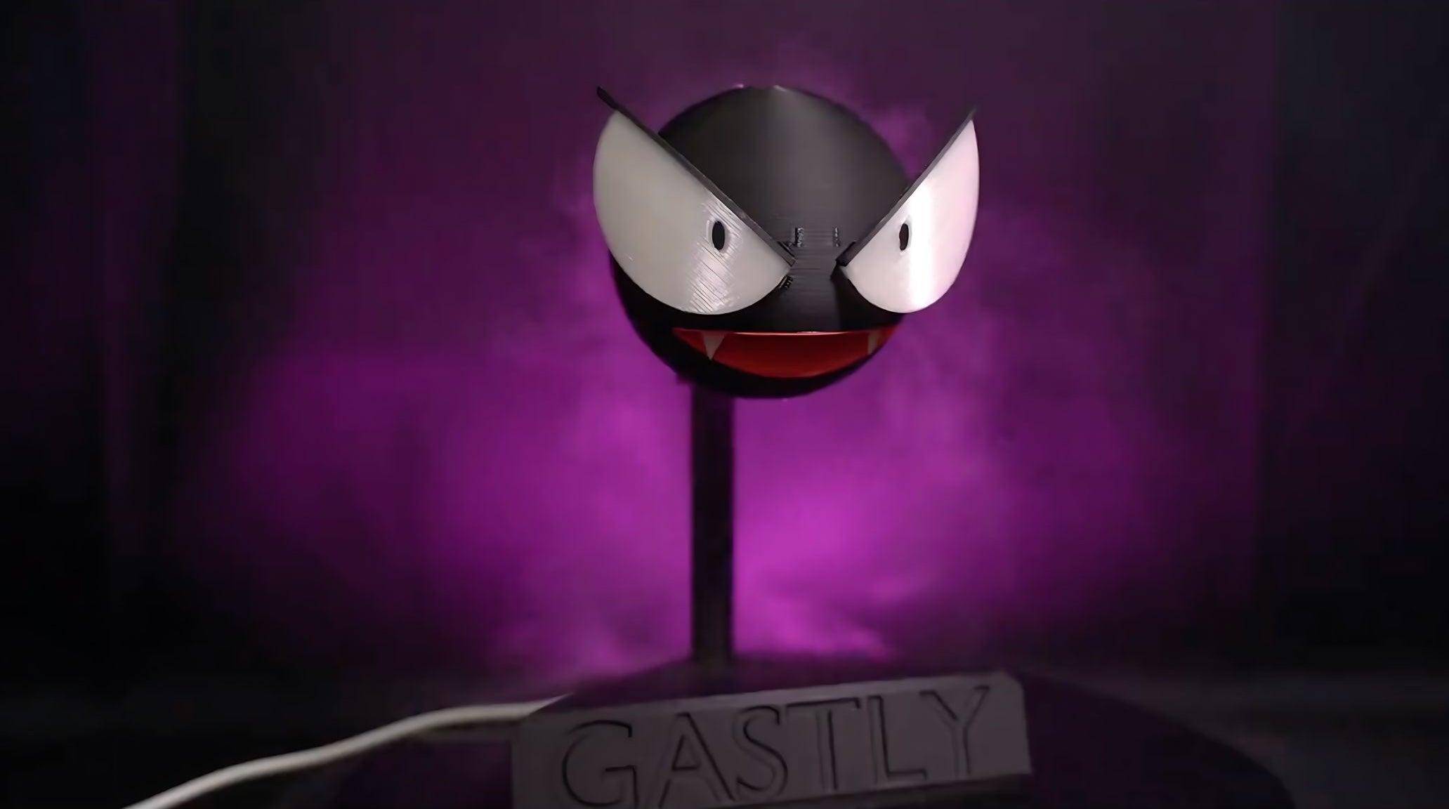 Load video: Gastly Humidifier Video - Pokémon themed decor with purple mist